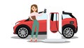 Woman with electric car Royalty Free Stock Photo