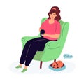 Woman chatting online - modern colorful flat design style illustration Royalty Free Stock Photo