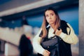 Woman Checking her Bag Not Finding Id and Car Keys