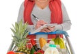 Woman checking her food shopping list Royalty Free Stock Photo