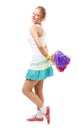 Woman cheer leader dance and smile Royalty Free Stock Photo