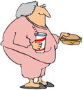 Woman With A Cheeseburger And Soda