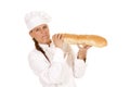 Woman chef bread don't like Royalty Free Stock Photo