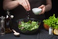 Woman chef in the kitchen preparing vegetable salad. Healthy Eating. Diet Concept. A Healthy Way Of Life. To Cook At Royalty Free Stock Photo