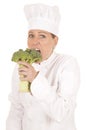 Woman chef vegetables bite Royalty Free Stock Photo