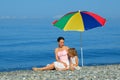 The woman and child on the beach Royalty Free Stock Photo