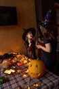 Mother and daughter preparation celebrate Halloween
