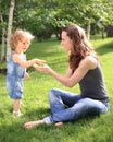 Woman with child having fun