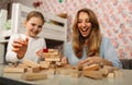 Woman and Child Playing With Wooden Blocks Royalty Free Stock Photo