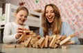 Woman and Child Playing With Wooden Blocks Royalty Free Stock Photo