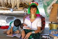 Woman with children in the tribe Karen (Pattaya)