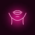 woman chin neon icon. Elements of body parts set. Simple icon for websites, web design, mobile app, info graphics