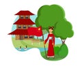 Woman from China Flat Color Vector Illustration Royalty Free Stock Photo