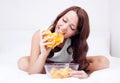 Woman with chips Royalty Free Stock Photo