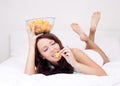 Woman with chips Royalty Free Stock Photo
