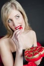 Woman with chocolate box Royalty Free Stock Photo