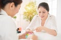 Woman choose manicure colorful nail polish