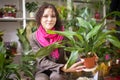 Woman chooses aspidistra