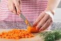 Woman chopping carrot Royalty Free Stock Photo