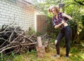 Woman Chopping Wood Royalty Free Stock Photo