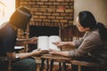 Woman christian read bible, Asian girl who believers praying and worshiping to god Royalty Free Stock Photo