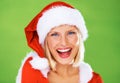 Woman, Christmas hat and celebration in studio for season holiday, vacation happiness or fun fashion. Female person Royalty Free Stock Photo