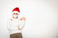 Woman in Chrsitmas outfit stands still Royalty Free Stock Photo