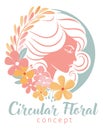 Woman Circle Face Flowers Hair Floral Concept