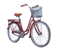 Woman city bicycle. Watercolor illustration isolated