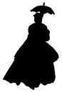 Woman in civil war era dress holding a parasol Royalty Free Stock Photo