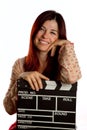 Woman with clapperboard