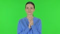 Woman Clapping for Team on Green Background Royalty Free Stock Photo