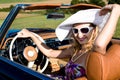 Woman and classic car Royalty Free Stock Photo