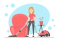 Woman clean the house with vacuum cleaner Royalty Free Stock Photo