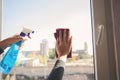 Woman clean window