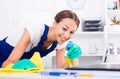 Woman cleaning in company office Royalty Free Stock Photo