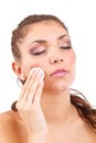 Woman cleaning face Royalty Free Stock Photo