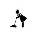 Woman, cleaning, floor icon. Element of daily routine icon