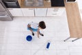 Woman Cleaning Floor With Mop Royalty Free Stock Photo