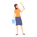 Woman cleaning icon cartoon vector. Home housewife