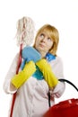 Woman with cleaning tools