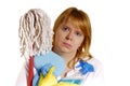 Woman with cleaning tools