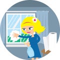 Woman Cleaning Window Royalty Free Stock Photo