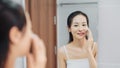 Woman clears a face skin foam on morning Royalty Free Stock Photo