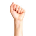 Woman clenched fist. Concept of unity, fight or cooperation Royalty Free Stock Photo