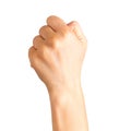 Woman clenched fist. Concept of unity, fight or cooperation Royalty Free Stock Photo