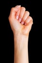 Woman clenched fist. Concept of unity, fight or cooperation Royalty Free Stock Photo