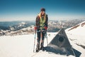 Woman climber reached Elbrus mountain east summit Royalty Free Stock Photo