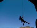 Woman climber silhouette Royalty Free Stock Photo