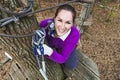 Woman climbing in adventure park Royalty Free Stock Photo